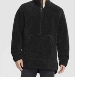 Nike Yoga Fleece Sherpa Quarter Snap Pullover Men's Size M Black Loose‎ Fit